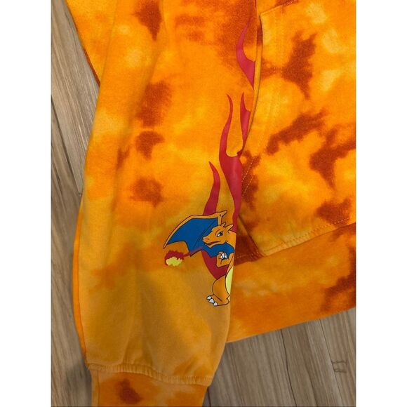 Pokemon Charizard Flame Hoodie Sweatshirt Pullover Tie Dye Size S - Picture 3 of 5